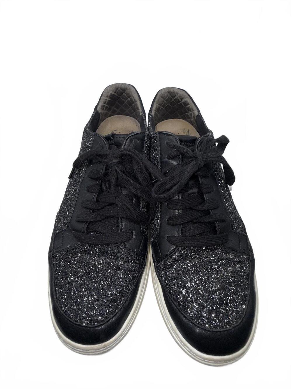 Dr. Scholls Black Glitter Sneakers with Leather Trim
